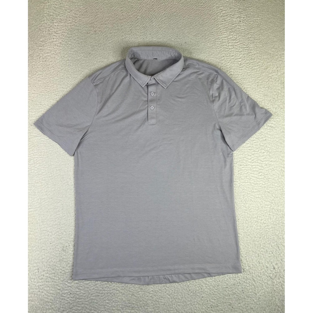 Lululemon Polo Shirt Mens Medium Gray Solid Lightweight Performance Jersey Knit
